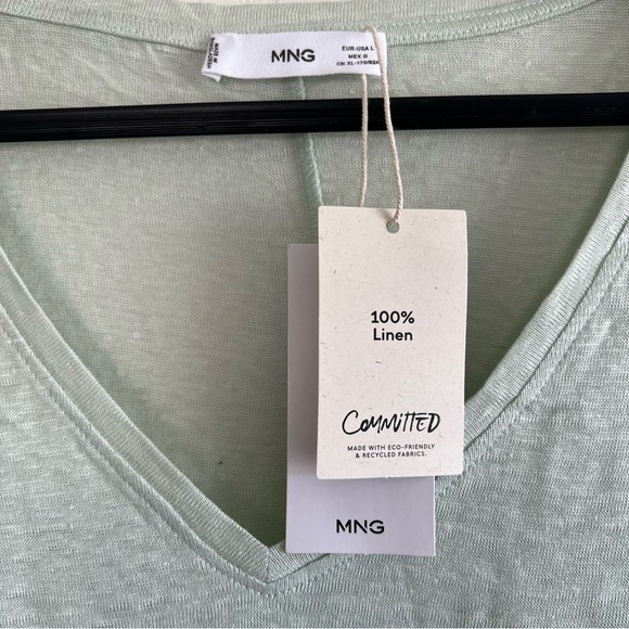 NWT MANGO 100% linen t-shirt Women’s size Large - Picture 3 of 6